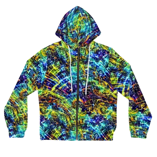 Electric Gridfall on a Women's Full-Zip Hoodie