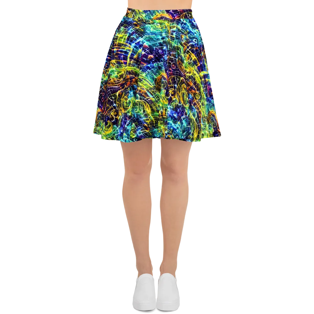 Electric Gridfall on Skater Skirt — Front