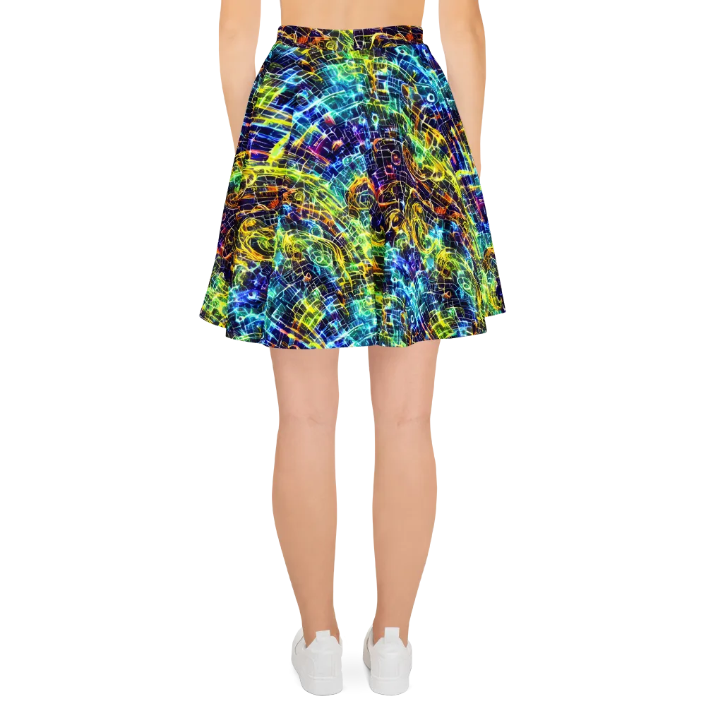 Electric Gridfall on Skater Skirt — Back