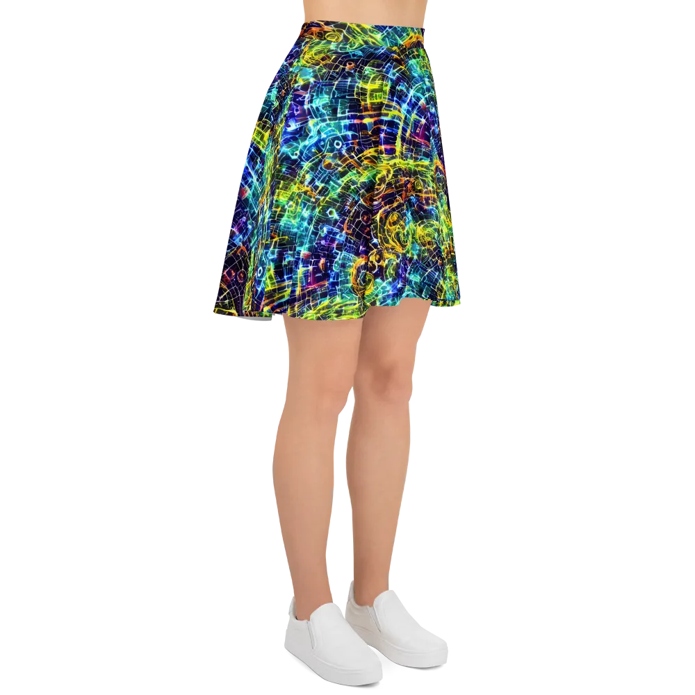 Electric Gridfall on Skater Skirt — Right