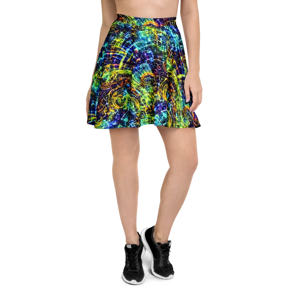 Electric Gridfall on Skater Skirt — Front