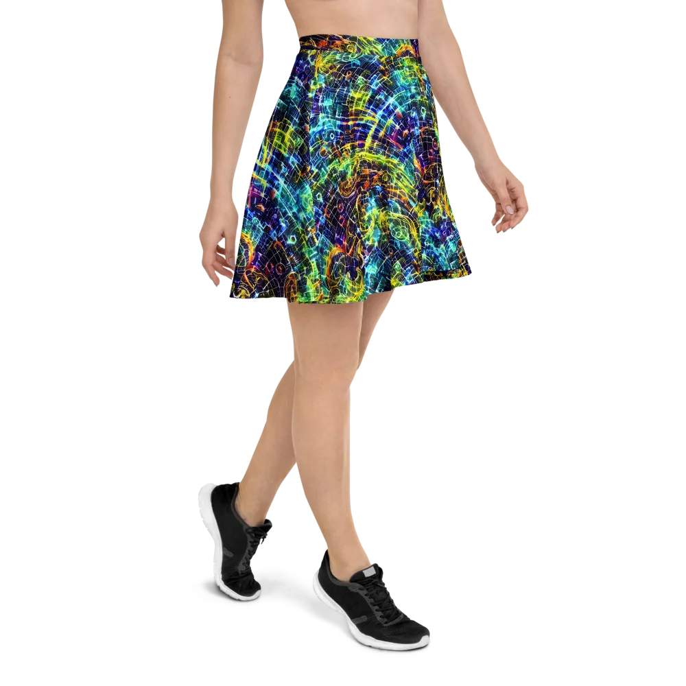 Electric Gridfall on Skater Skirt — Right