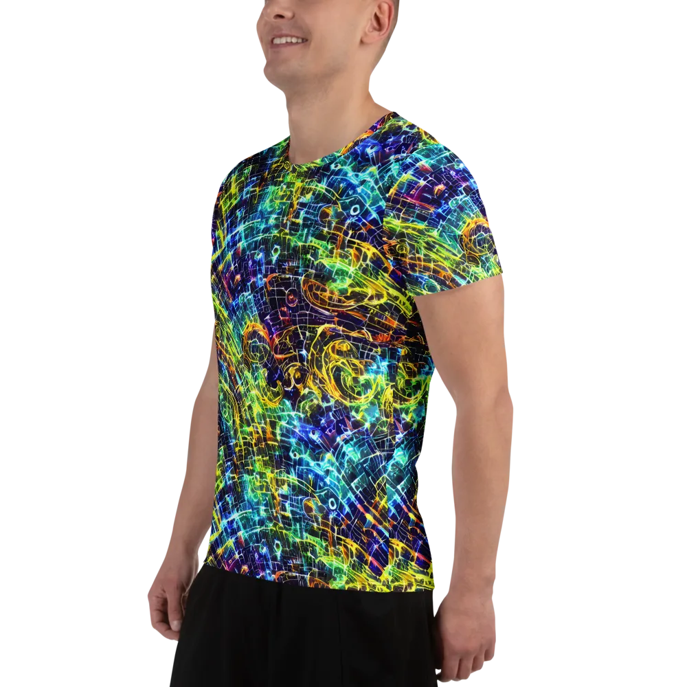 Electric Gridfall on Men's Athletic T-Shirt — Left