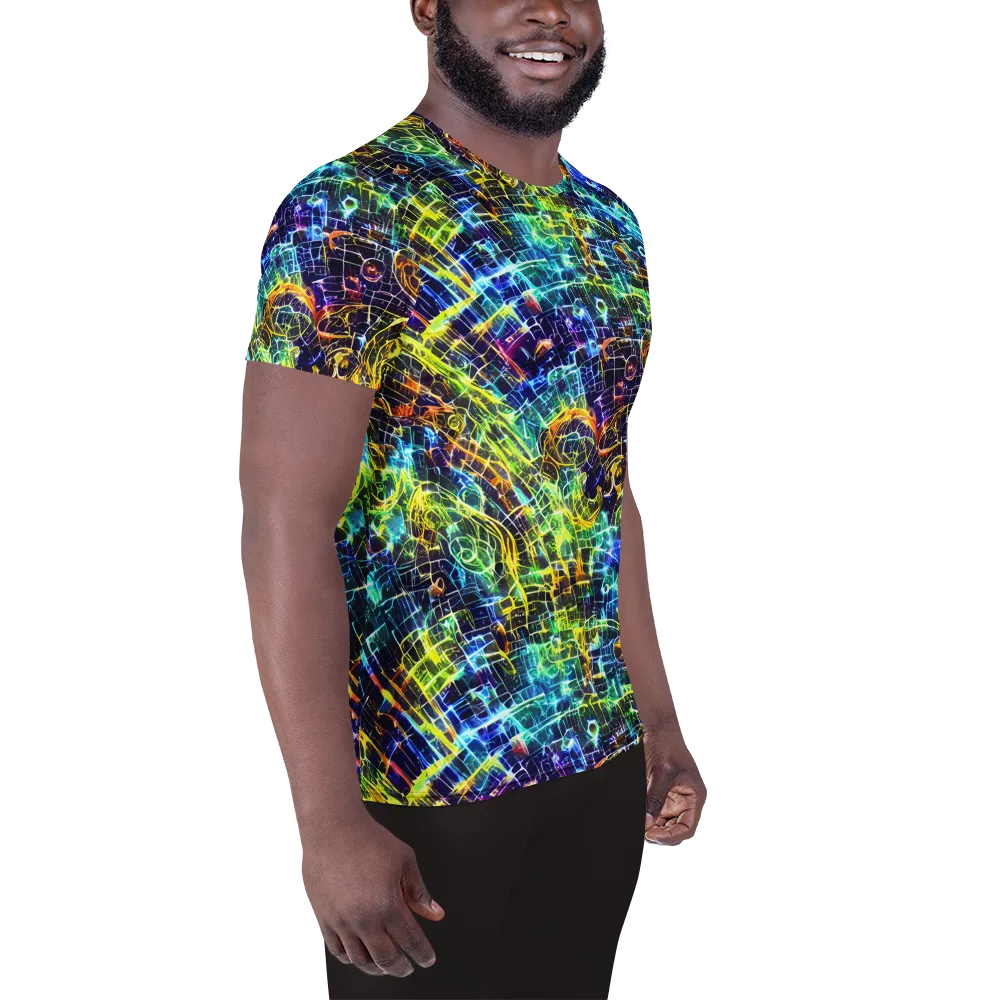 Electric Gridfall on Men's Athletic T-Shirt — Right