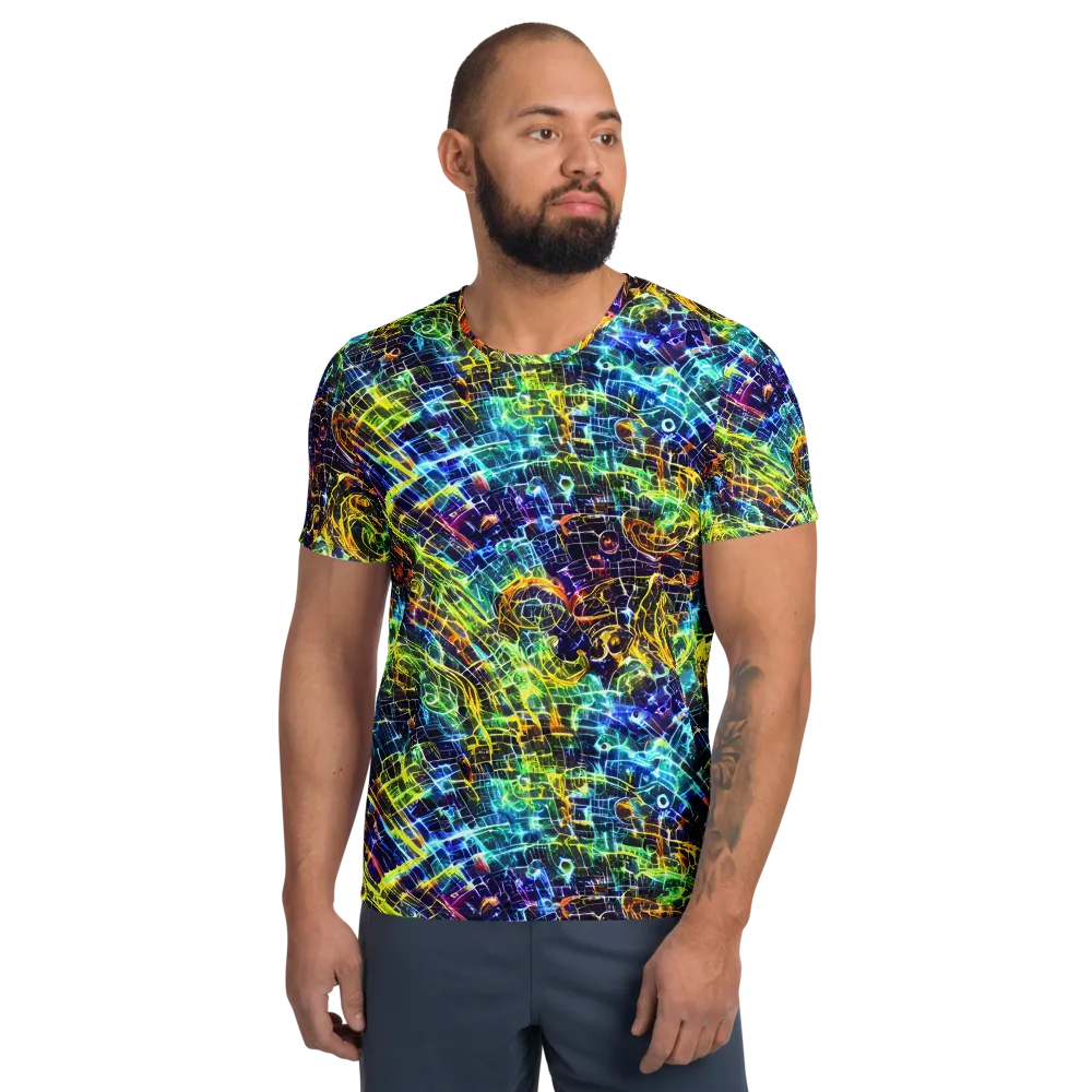 Electric Gridfall on Men's Athletic T-Shirt — Front