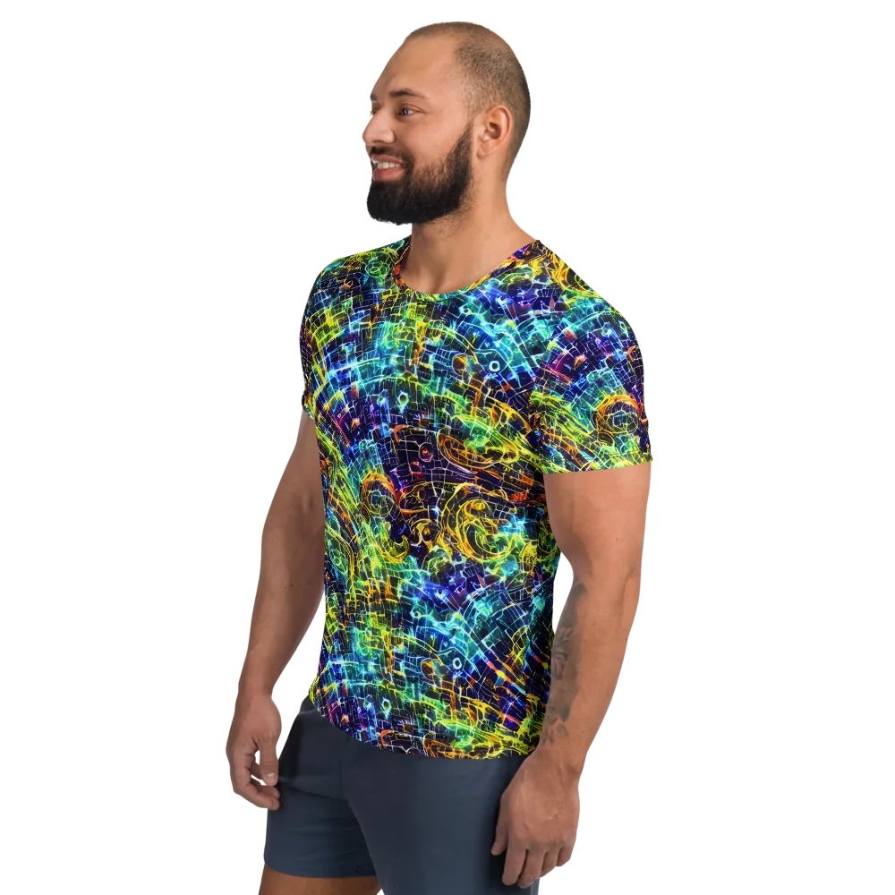 Electric Gridfall on Men's Athletic T-Shirt — Left