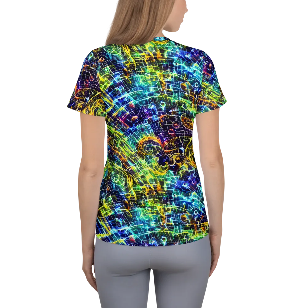 Electric Gridfall on Women's Athletic T-Shirt — Back
