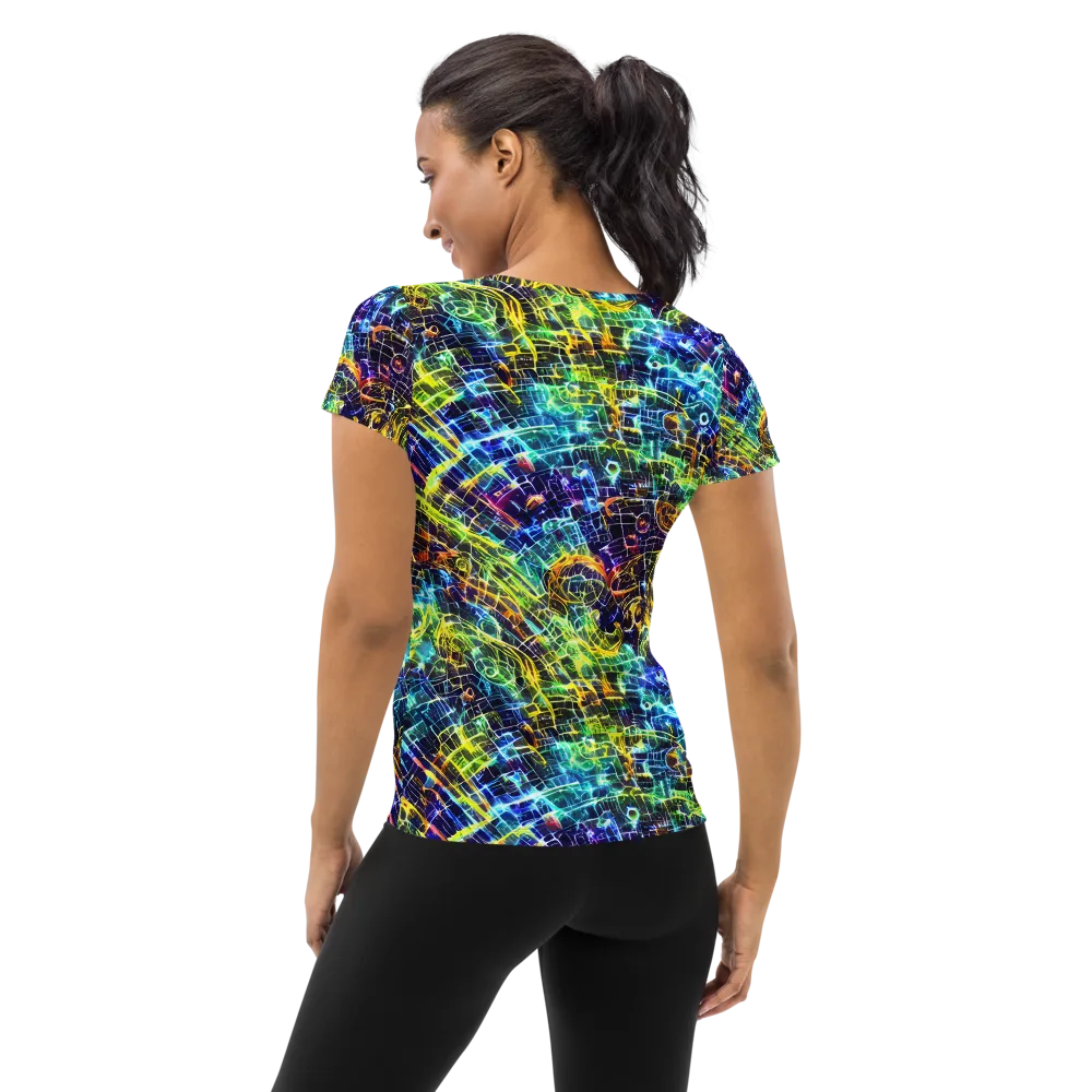 Electric Gridfall on Women's Athletic T-Shirt — Back