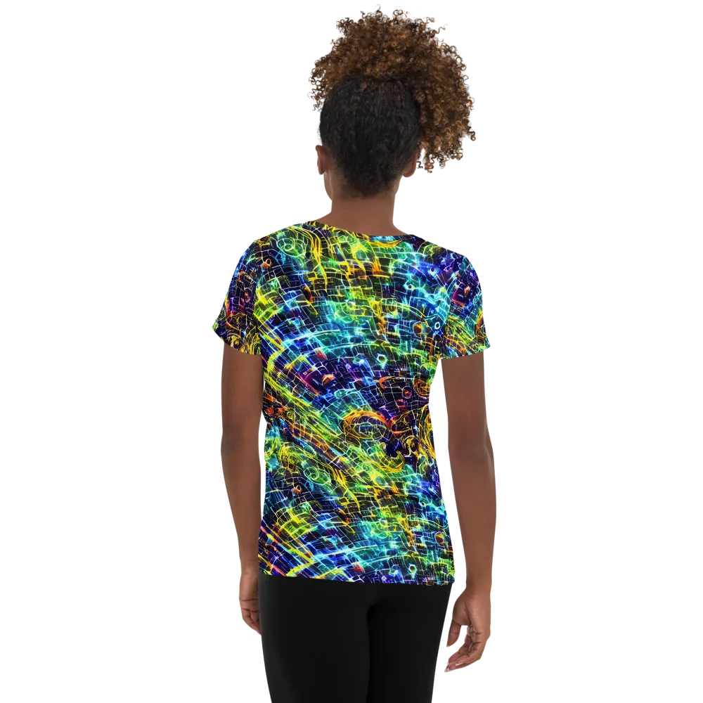 Electric Gridfall on Women's Athletic T-Shirt — Back