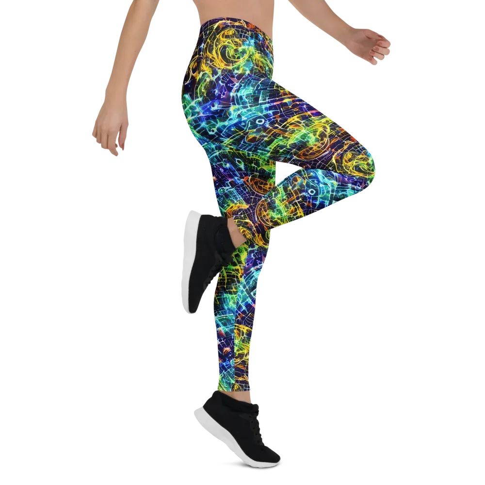 Electric Gridfall on Leggings — Right