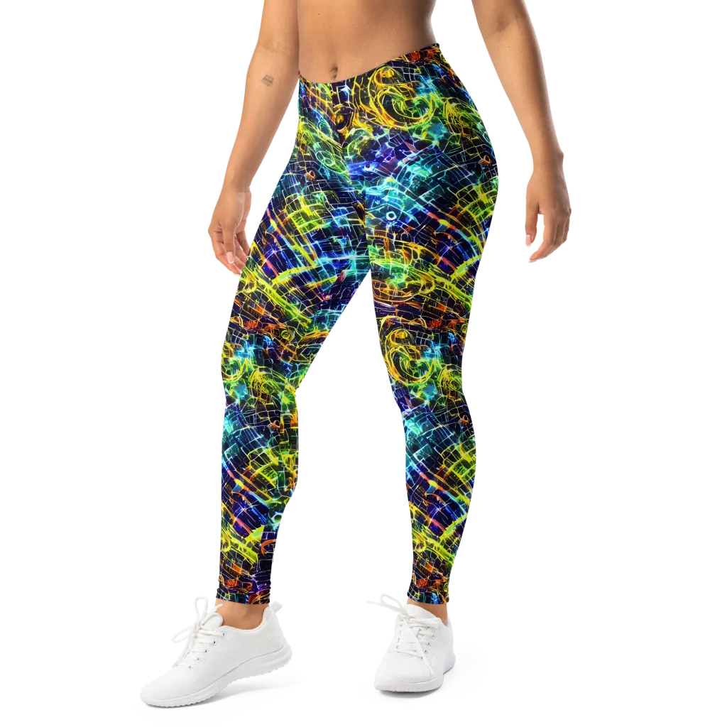 Electric Gridfall on Leggings — Left Front