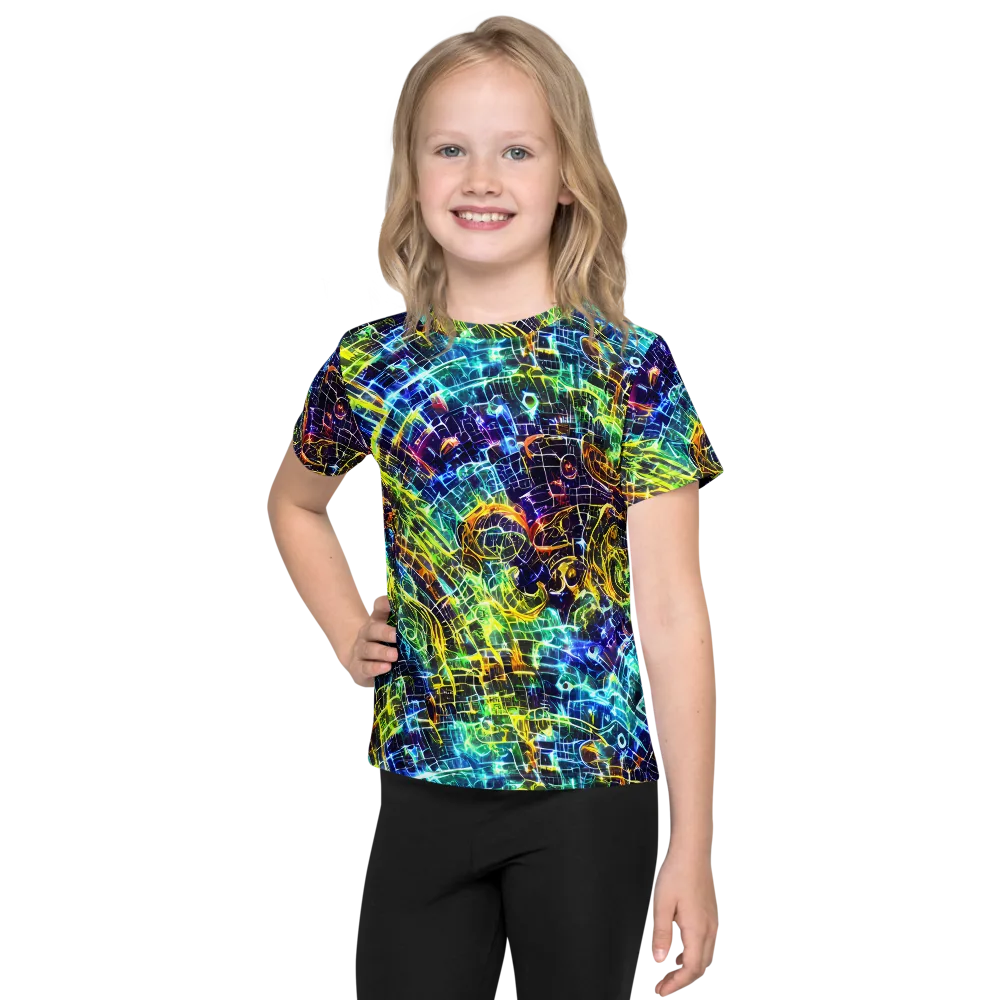 Electric Gridfall on Kids Crew Neck T-Shirt — Front