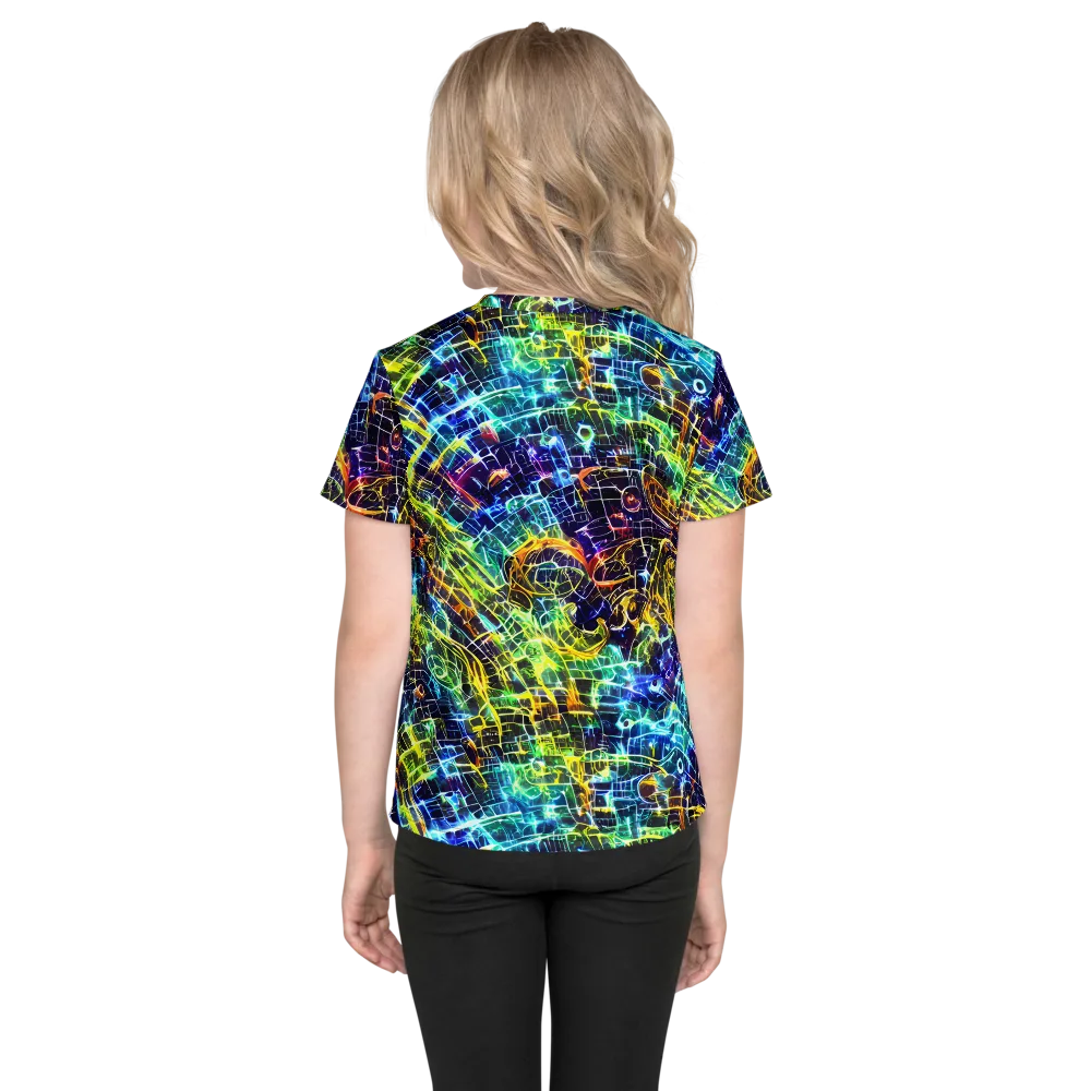 Electric Gridfall on Kids Crew Neck T-Shirt — Back