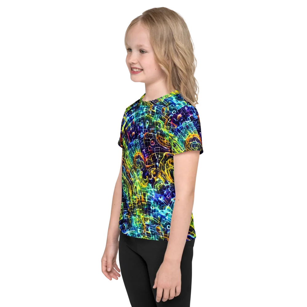 Electric Gridfall on Kids Crew Neck T-Shirt — Left