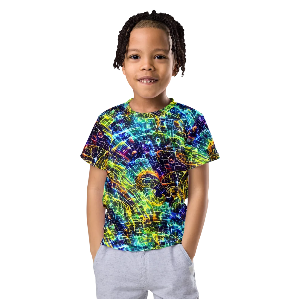 Electric Gridfall on Kids Crew Neck T-Shirt — Front