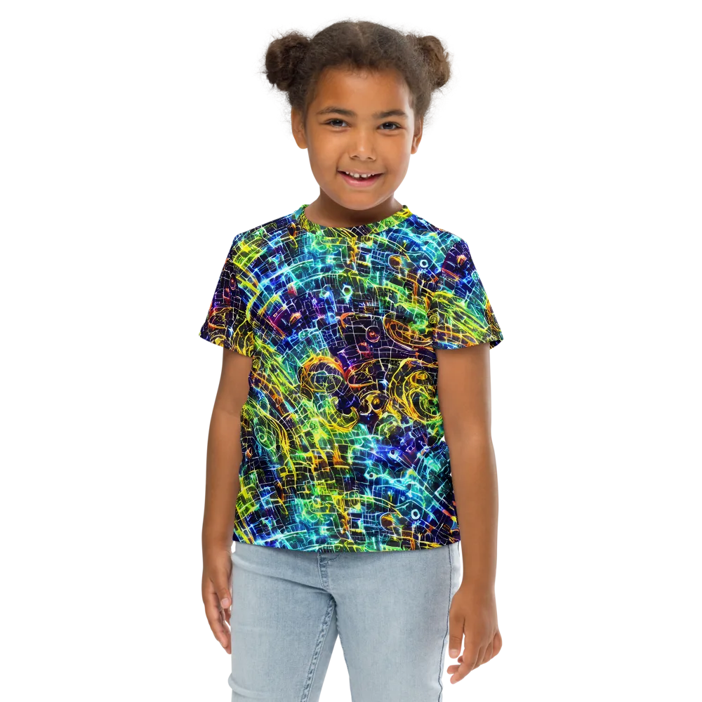 Electric Gridfall on Kids Crew Neck T-Shirt — Front