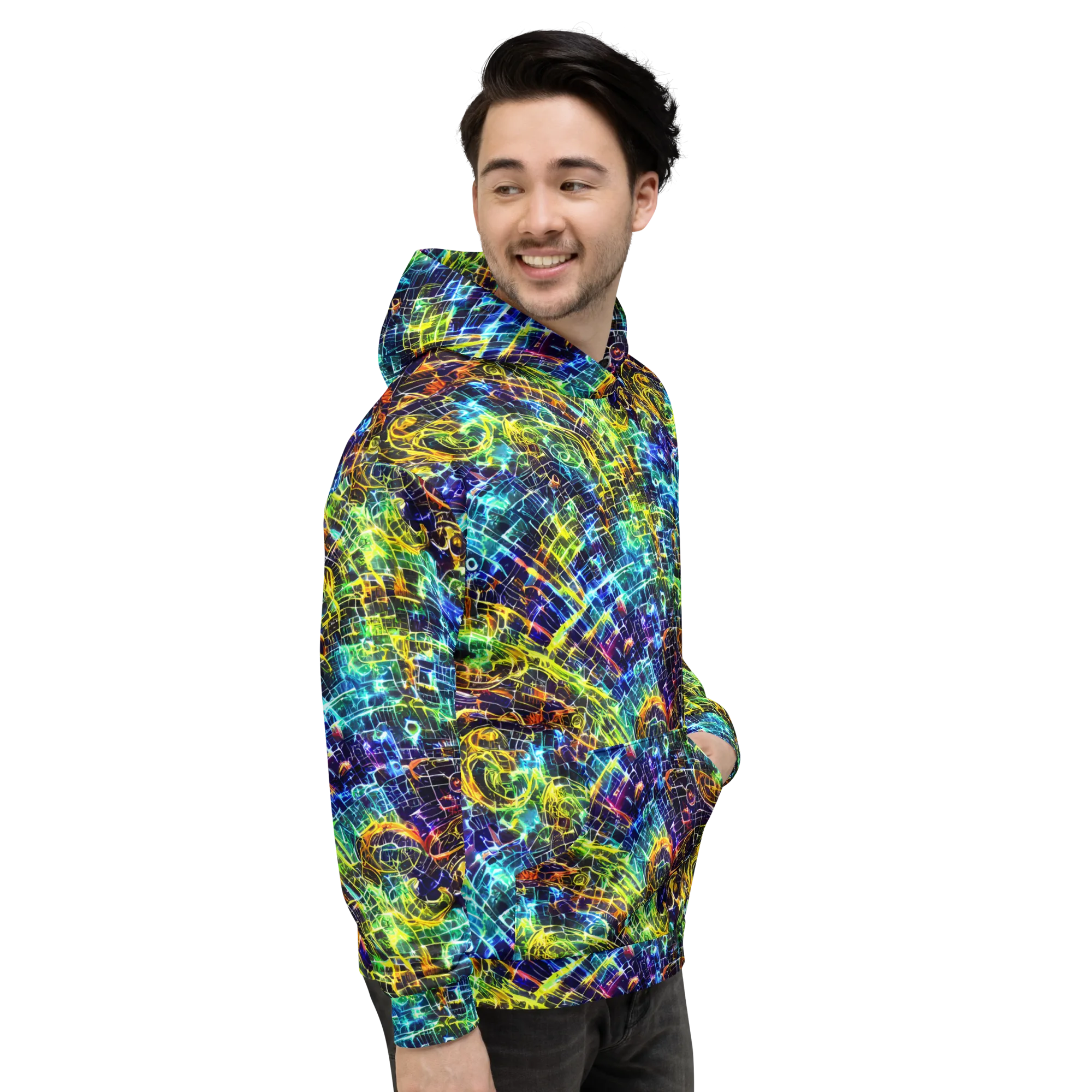 Electric Gridfall on Hoodie — Right