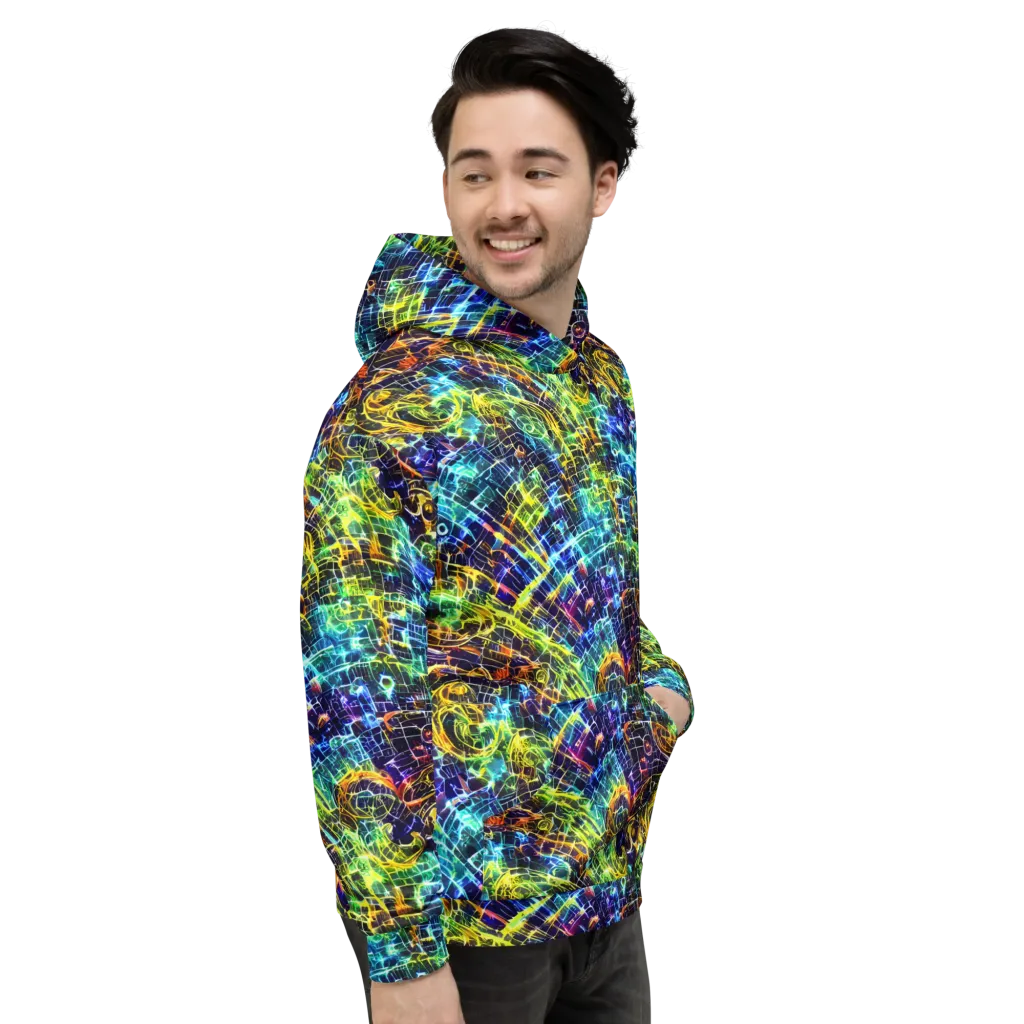 Electric Gridfall on Hoodie — Right