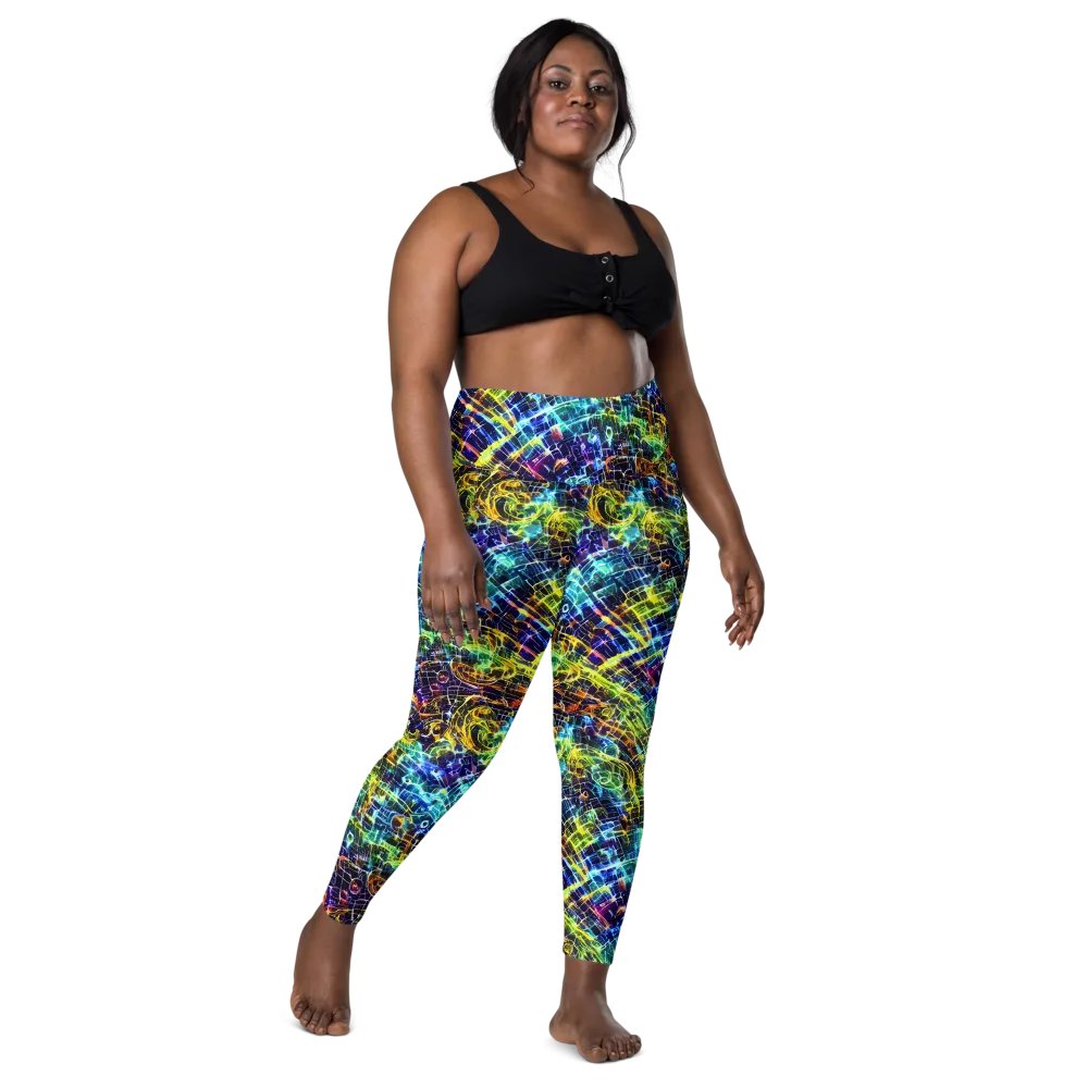 Electric Gridfall on Leggings with Pockets — Front