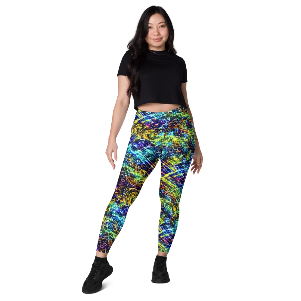 Electric Gridfall on Leggings with Pockets — Front