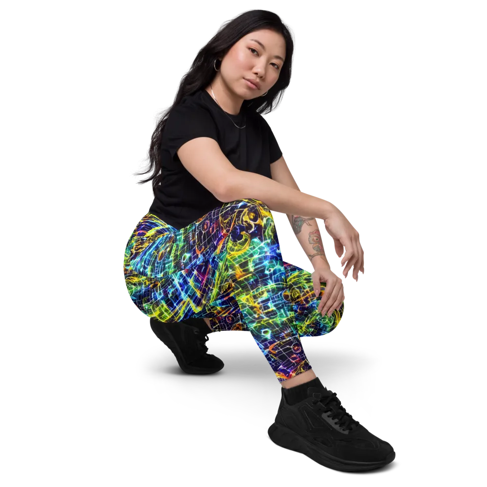 Electric Gridfall on Leggings with Pockets — Right Front