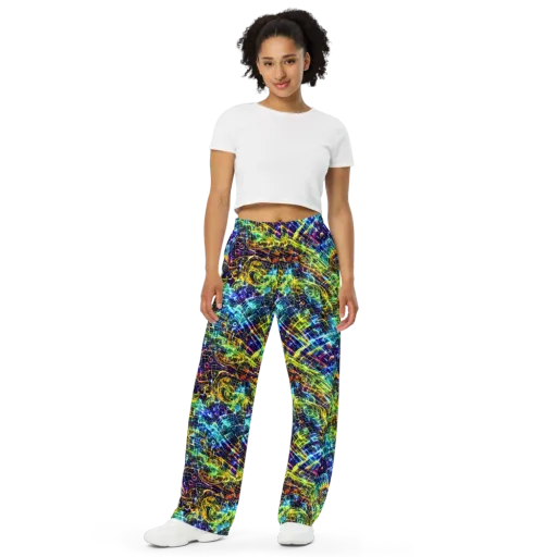 Electric Gridfall on a Wide-Leg Pants