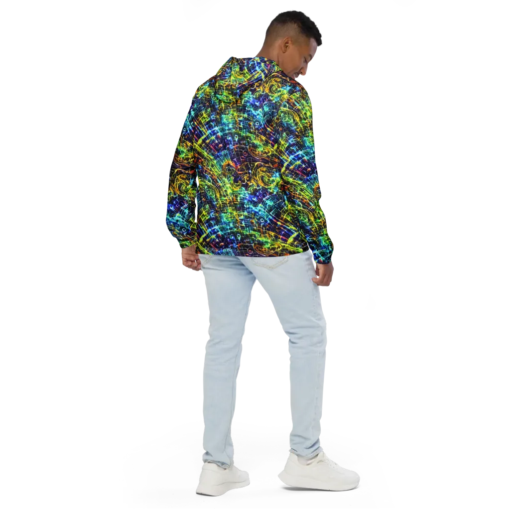 Electric Gridfall on Men's Windbreaker — Back