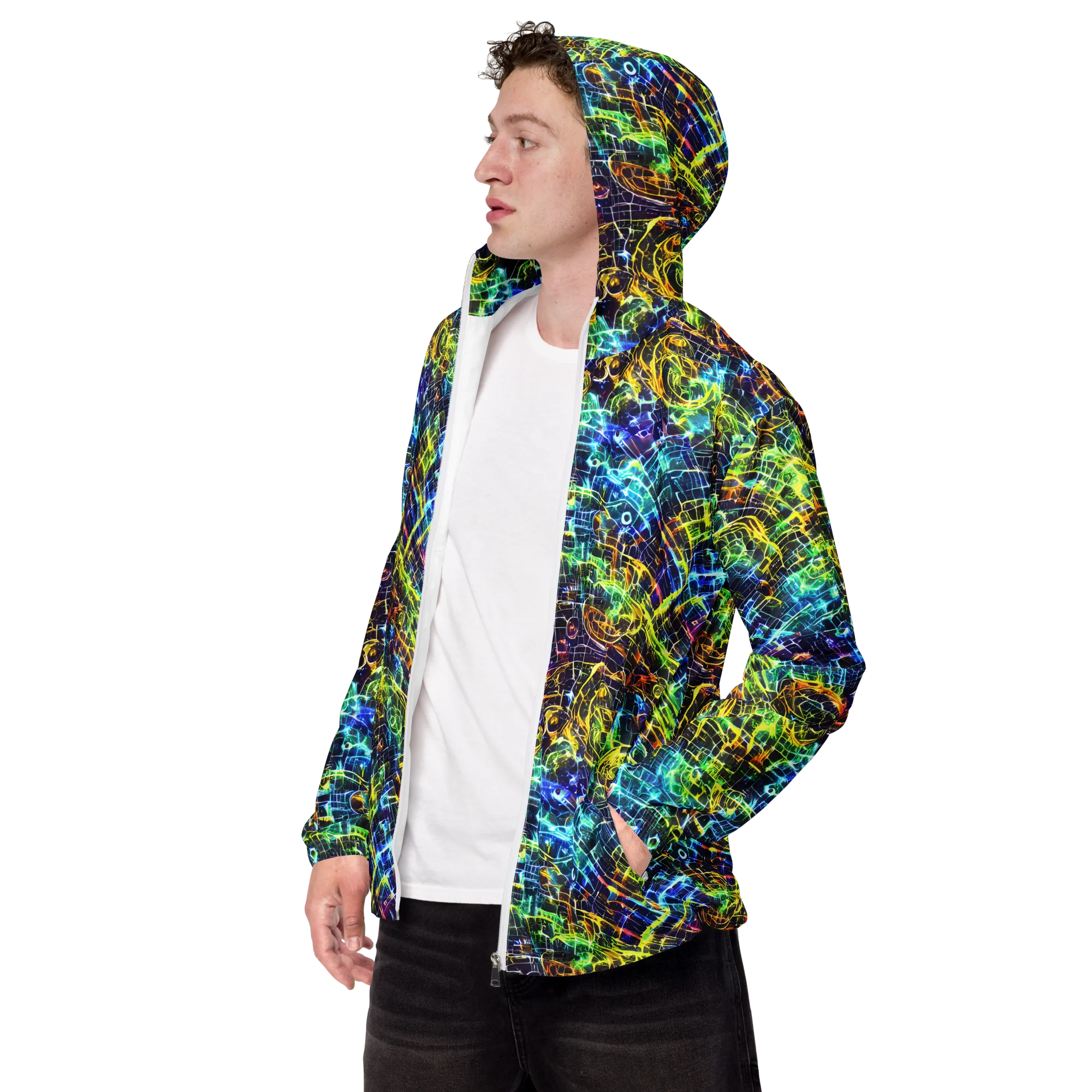 Electric Gridfall on Men's Windbreaker — Left Front