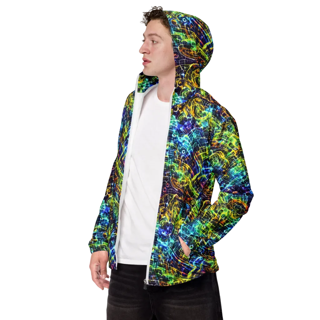 Electric Gridfall on Men's Windbreaker — Left Front