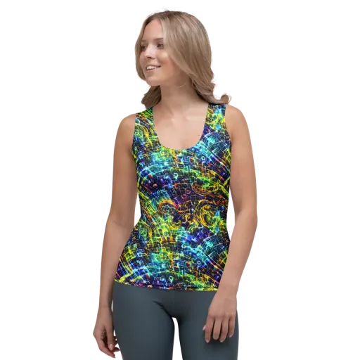 Electric Gridfall on a Women's Tank Top