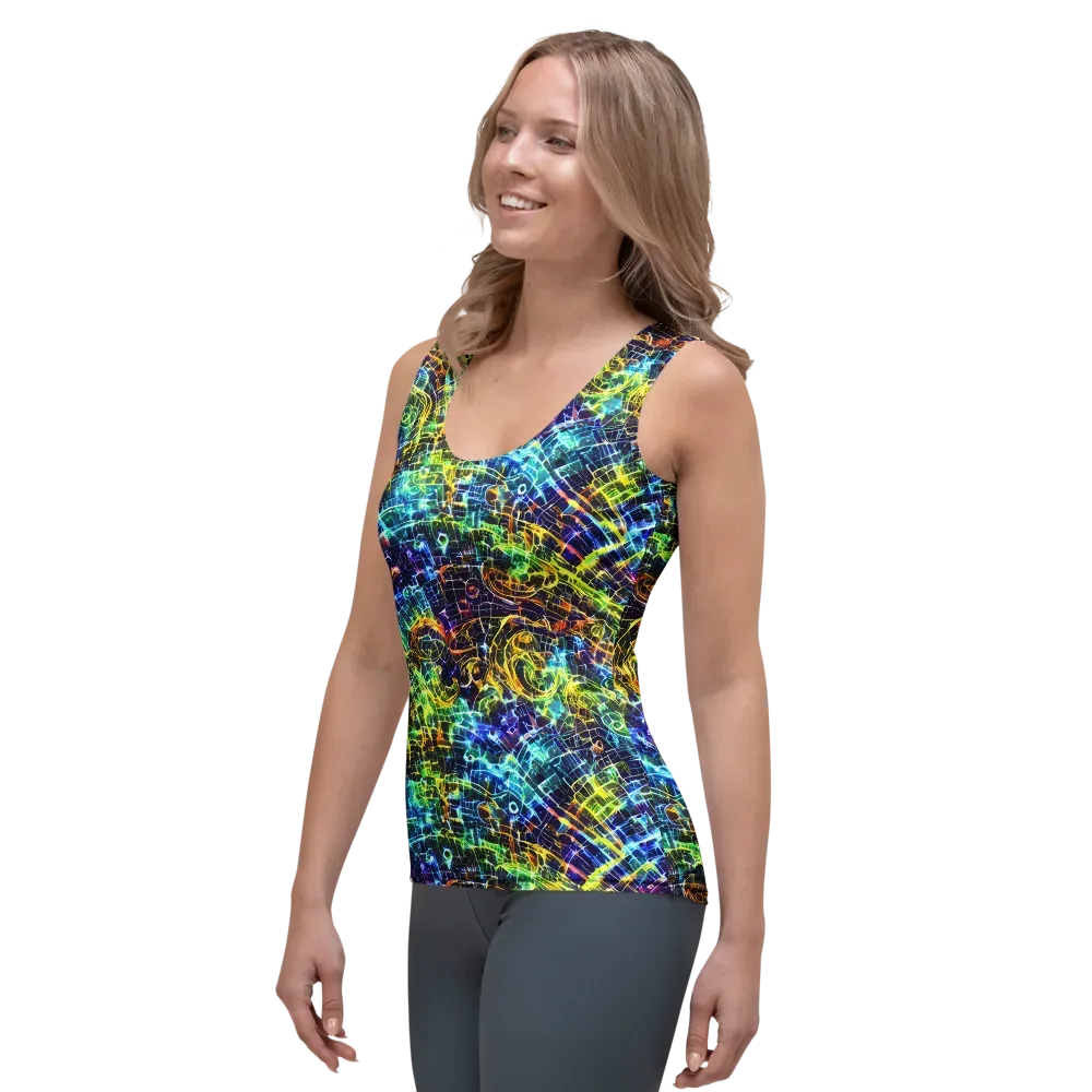 Electric Gridfall on Women's Tank Top — Left Front
