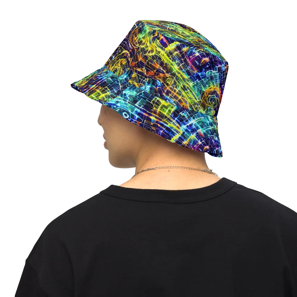 Electric Gridfall on Reversible Bucket Hat — Back Inside