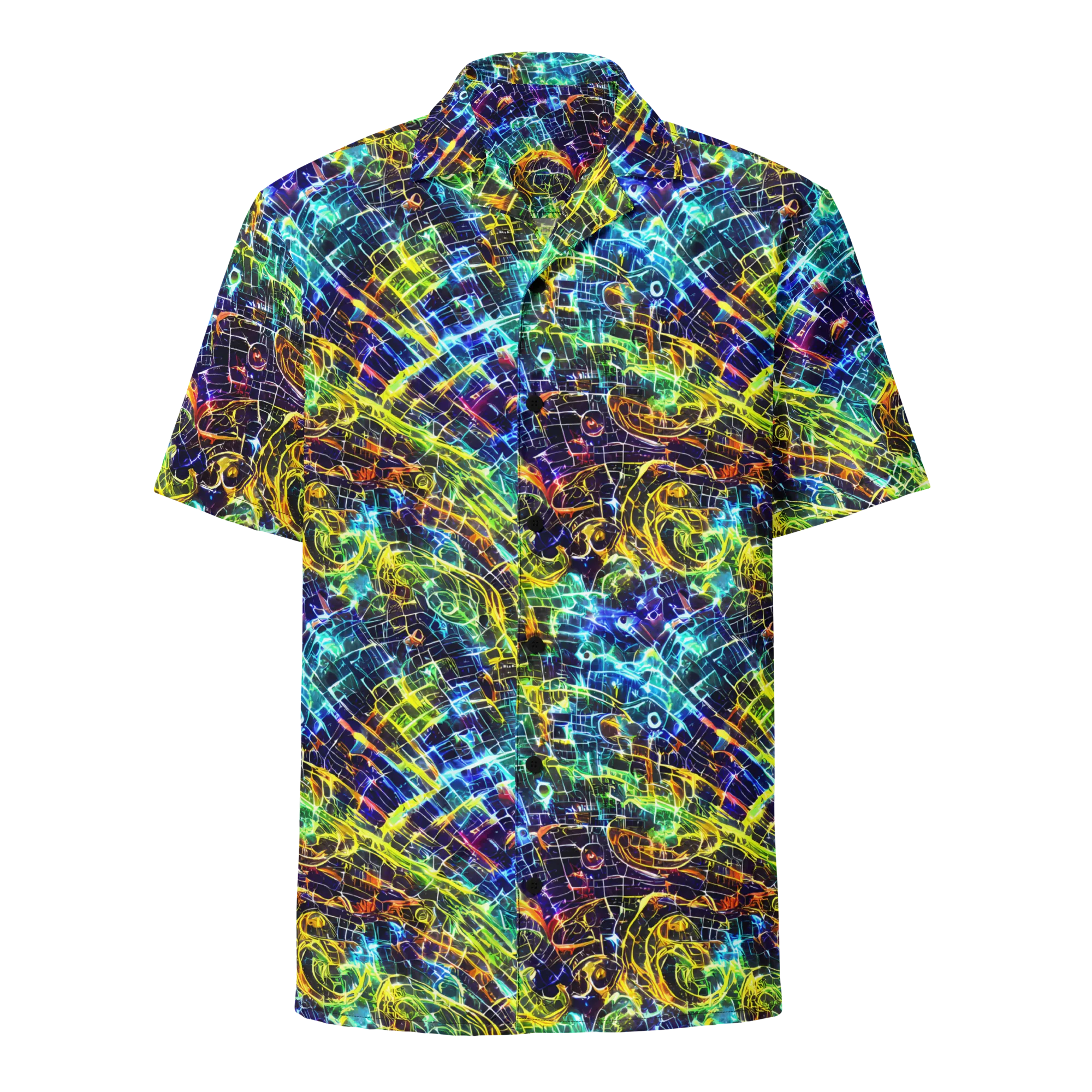 Electric Gridfall on Button Shirt — Front
