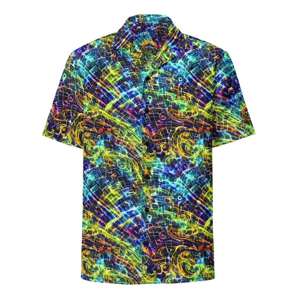 Electric Gridfall on Button Shirt — Front