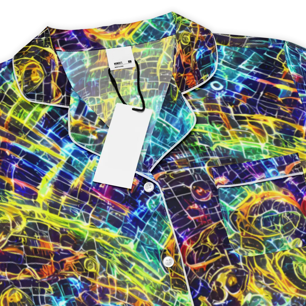 Electric Gridfall on Women's Short Sleeve Pajama Top — Product details