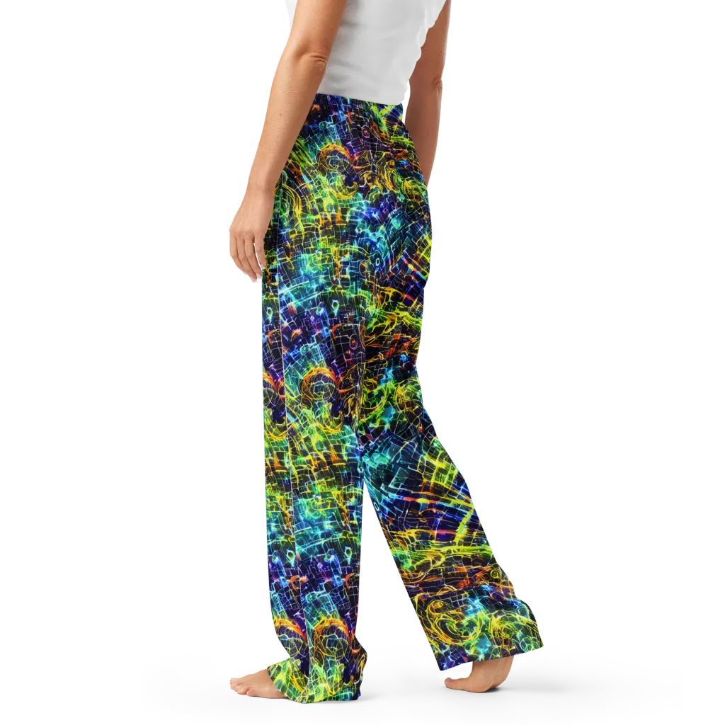 Electric Gridfall on Women's Pajama Pants — Left