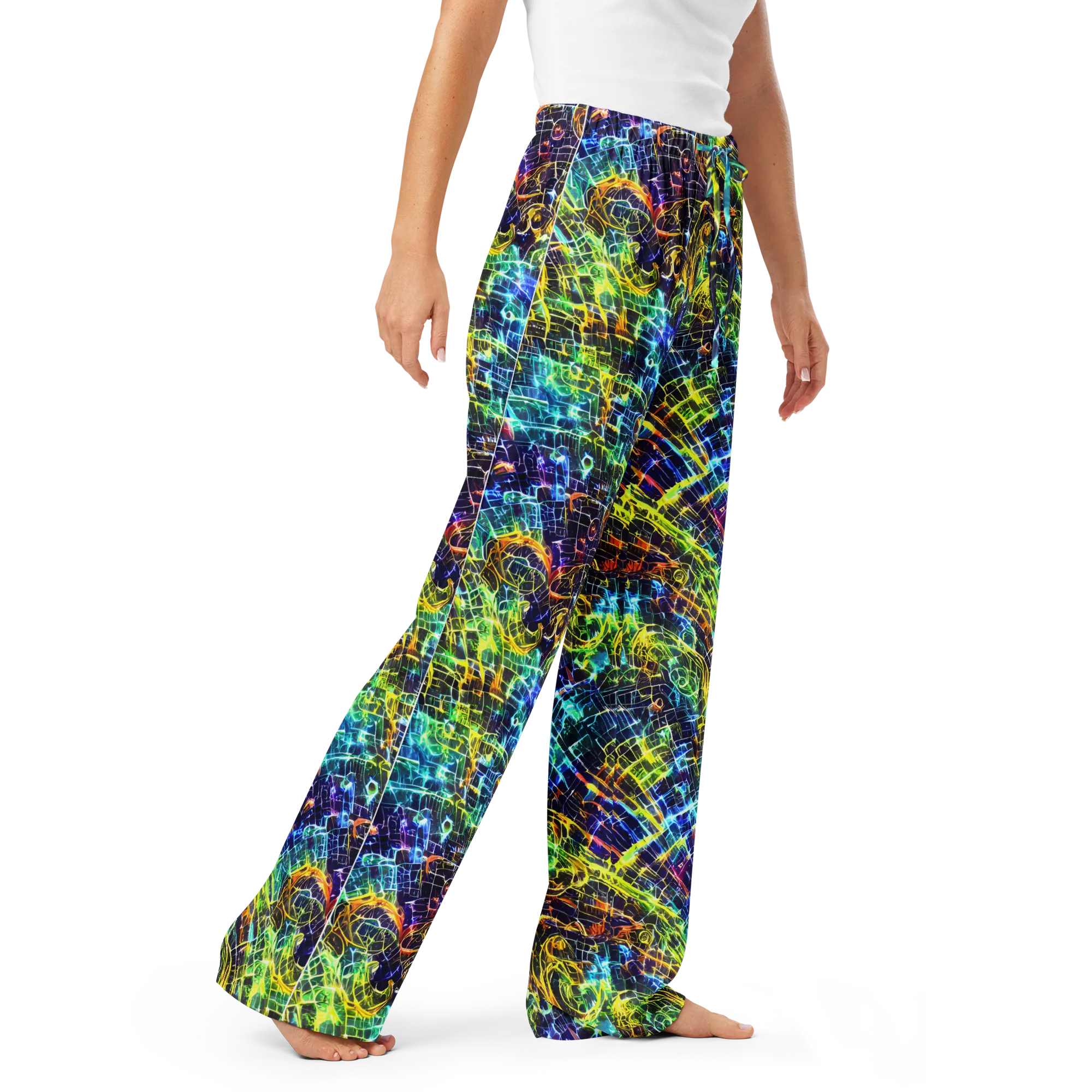 Electric Gridfall on Women's Pajama Pants — Right Front