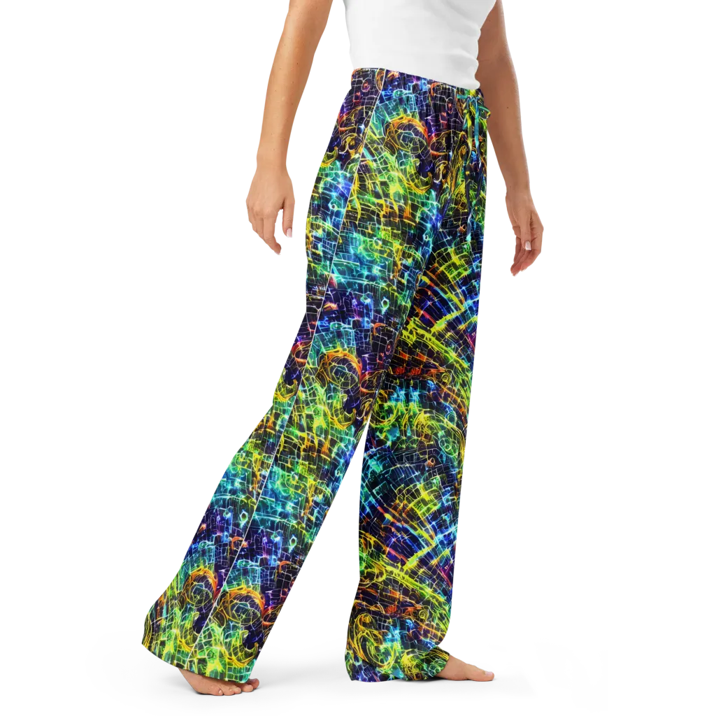 Electric Gridfall on Women's Pajama Pants — Right Front