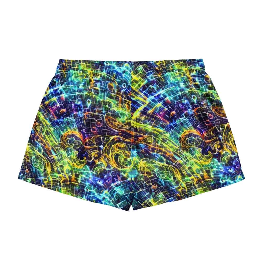 Electric Gridfall on Women's Pajama Shorts — Back