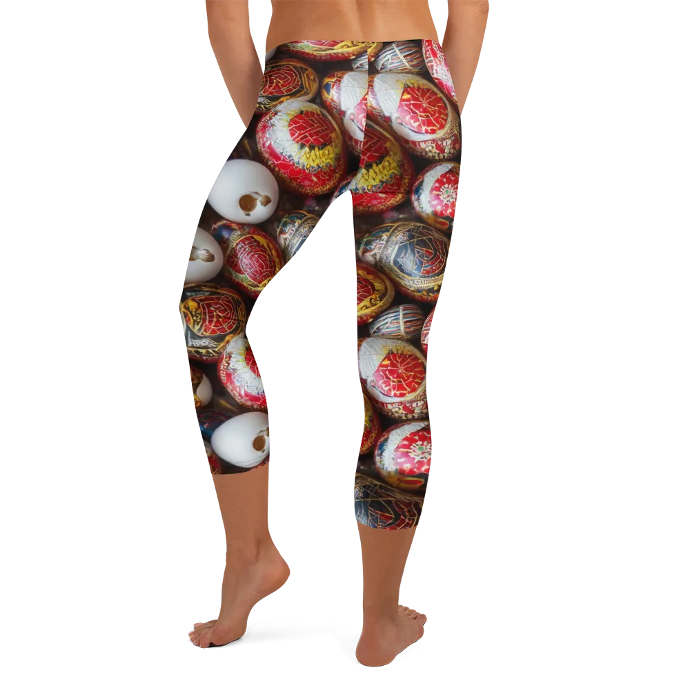 Crimson Carnival on Capri Leggings — Back