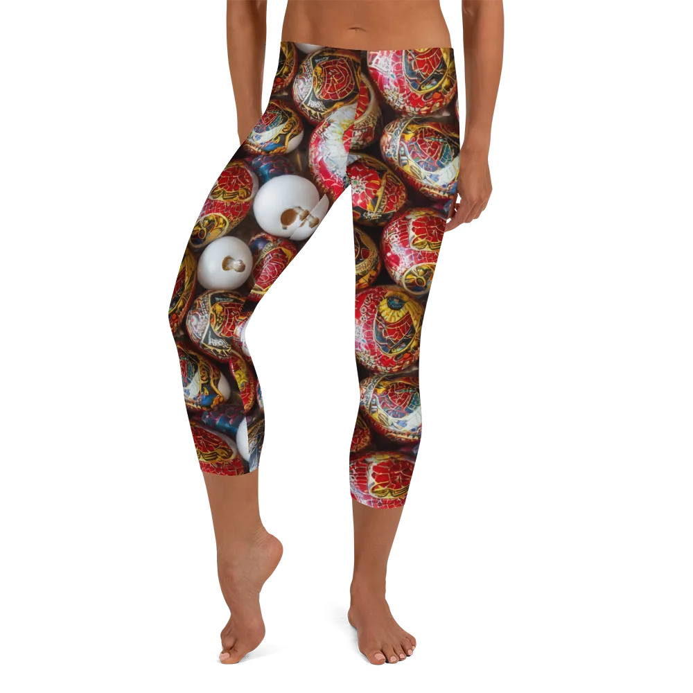 Crimson Carnival on Capri Leggings — Front