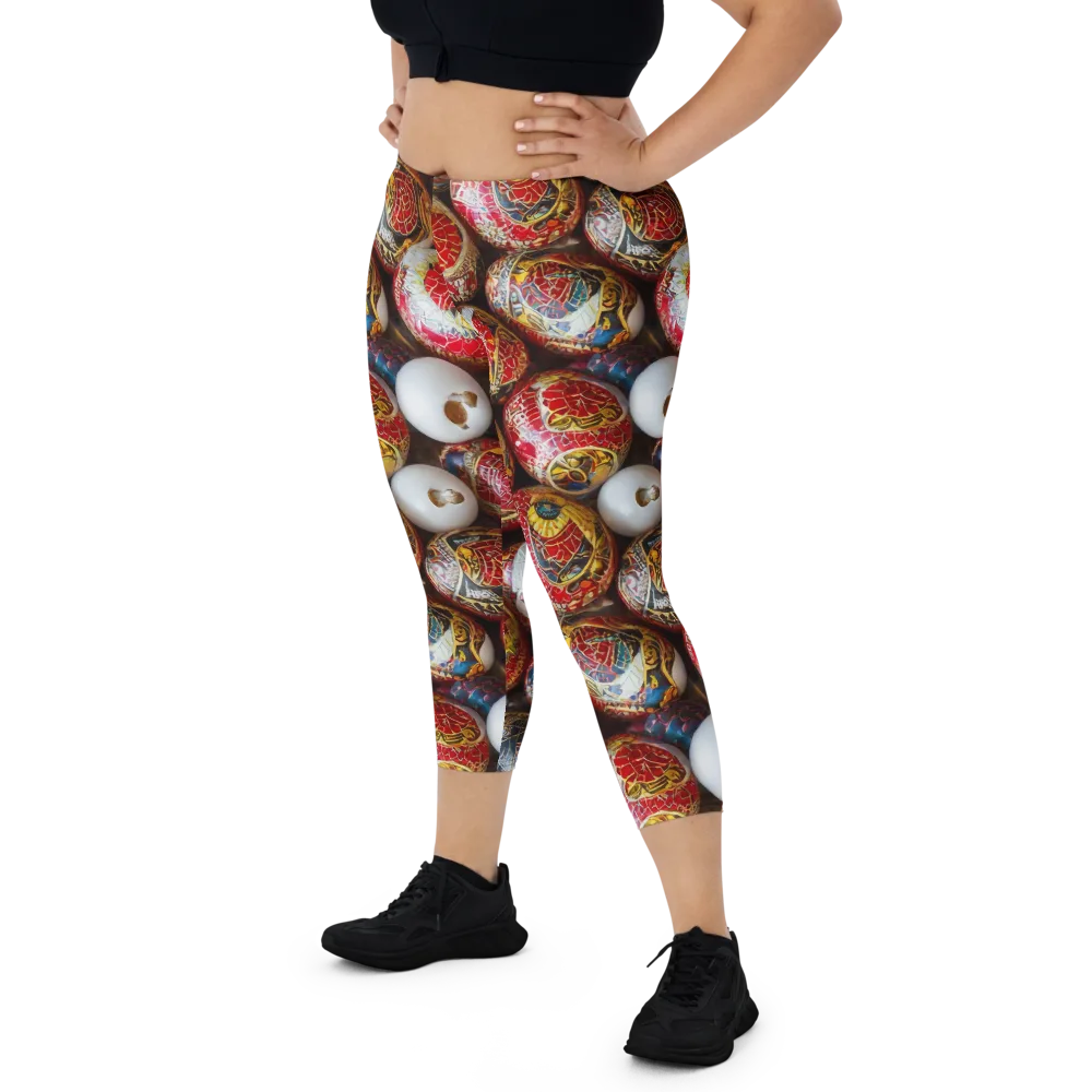 Crimson Carnival on Capri Leggings — Front