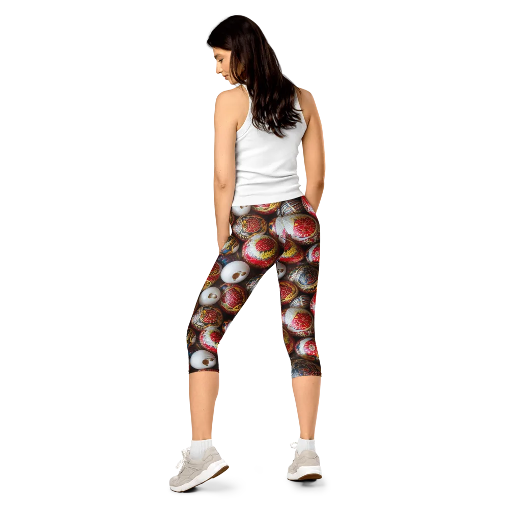 Crimson Carnival on Capri Leggings — Back