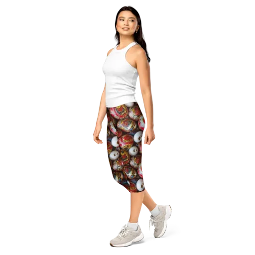 Crimson Carnival on a Capri Leggings