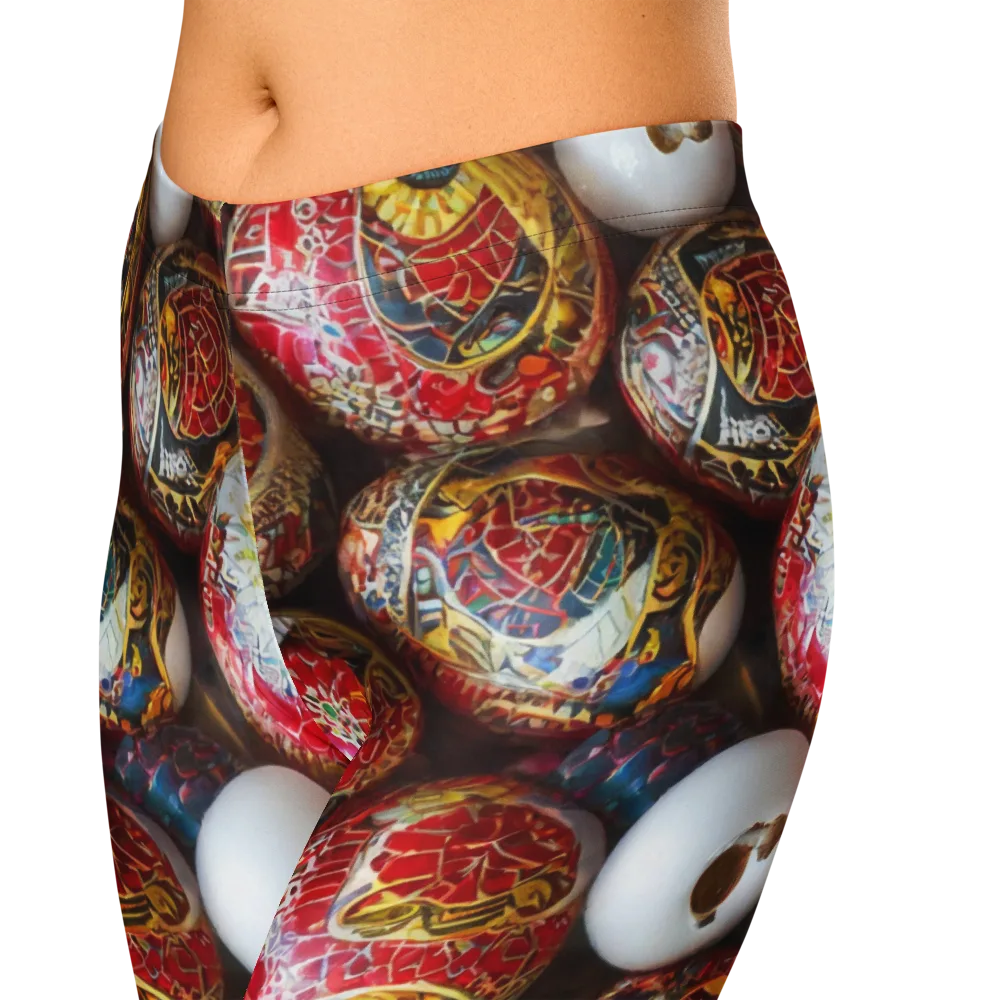 Crimson Carnival on Capri Leggings — Zoomed-in