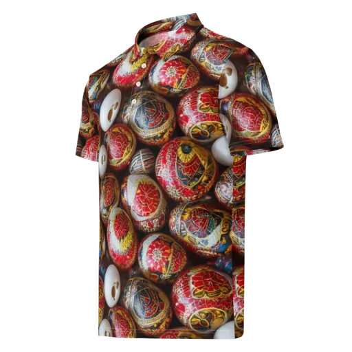 Crimson Carnival on a Men's Slim Fit Polo Shirt