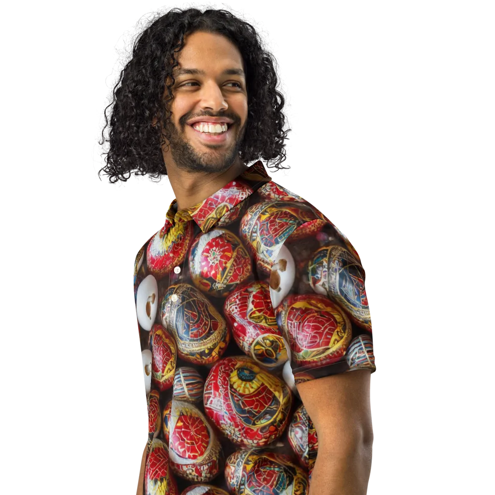 Crimson Carnival on Men's Slim Fit Polo Shirt — Left Front