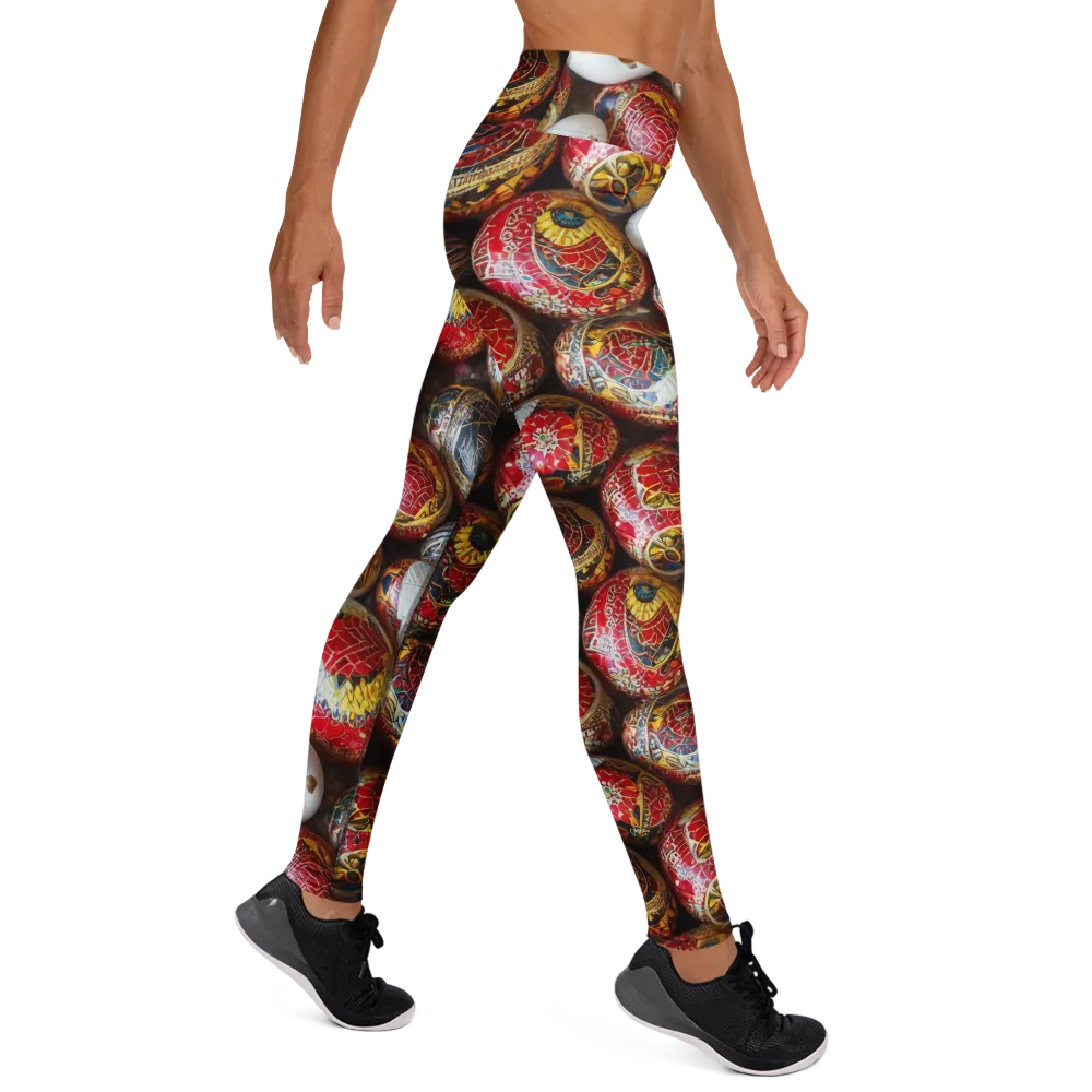 Crimson Carnival on Yoga Leggings — Right