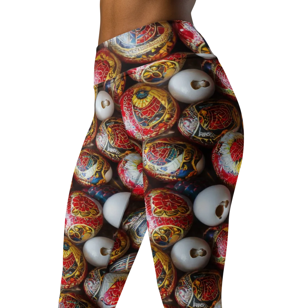 Crimson Carnival on Yoga Leggings — Left Front