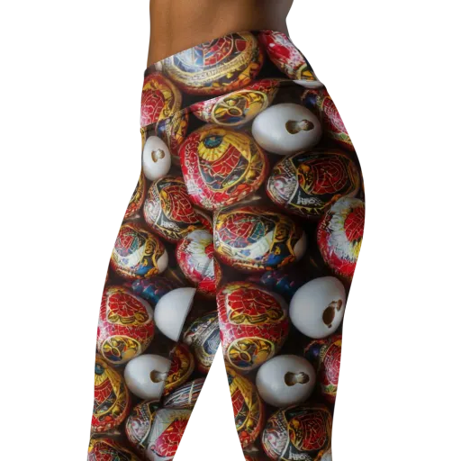 Crimson Carnival on a Yoga Leggings